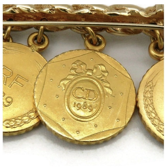Christian Dior Brooch Pin 1989 French Bicennential Gold Coin CD Vintage Ladies - Picture 6 of 11